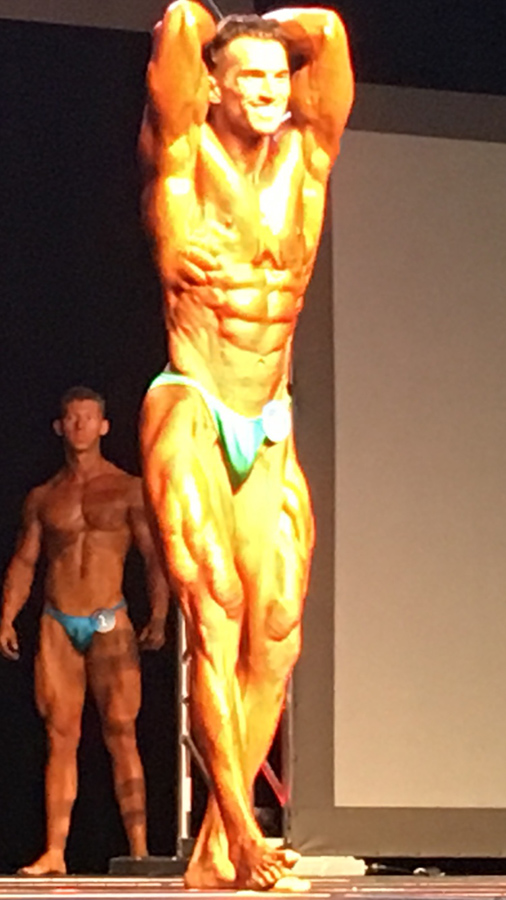 Seena Khonsari on Stage - Abs - Personal Trainer & 1st Place Heavyweight - Gold Medal Bodybuilding & Coach